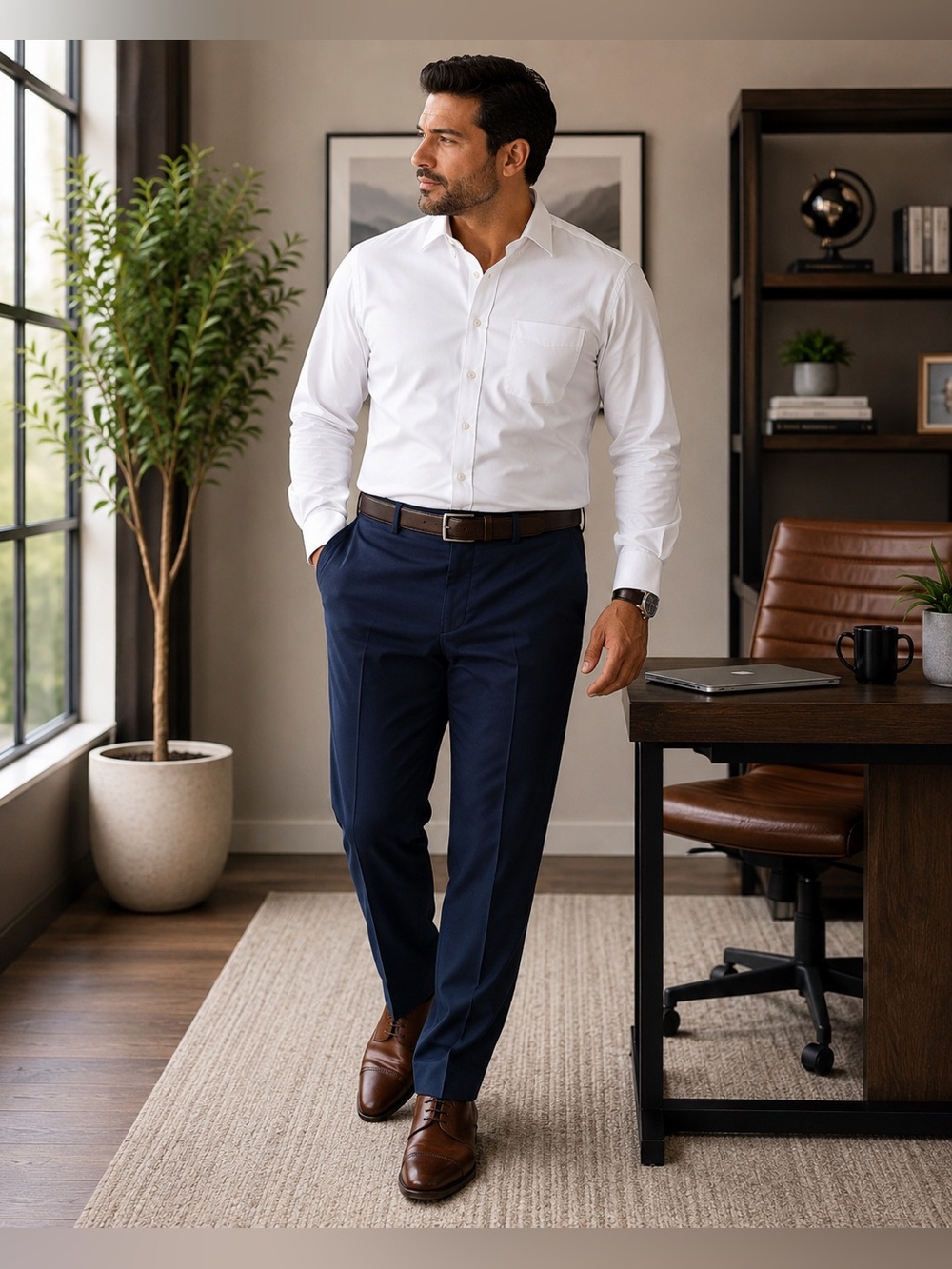 Lauren Ralph Lauren Mens Dress Pants Navy Flat Front 40x32 Stretch Classic